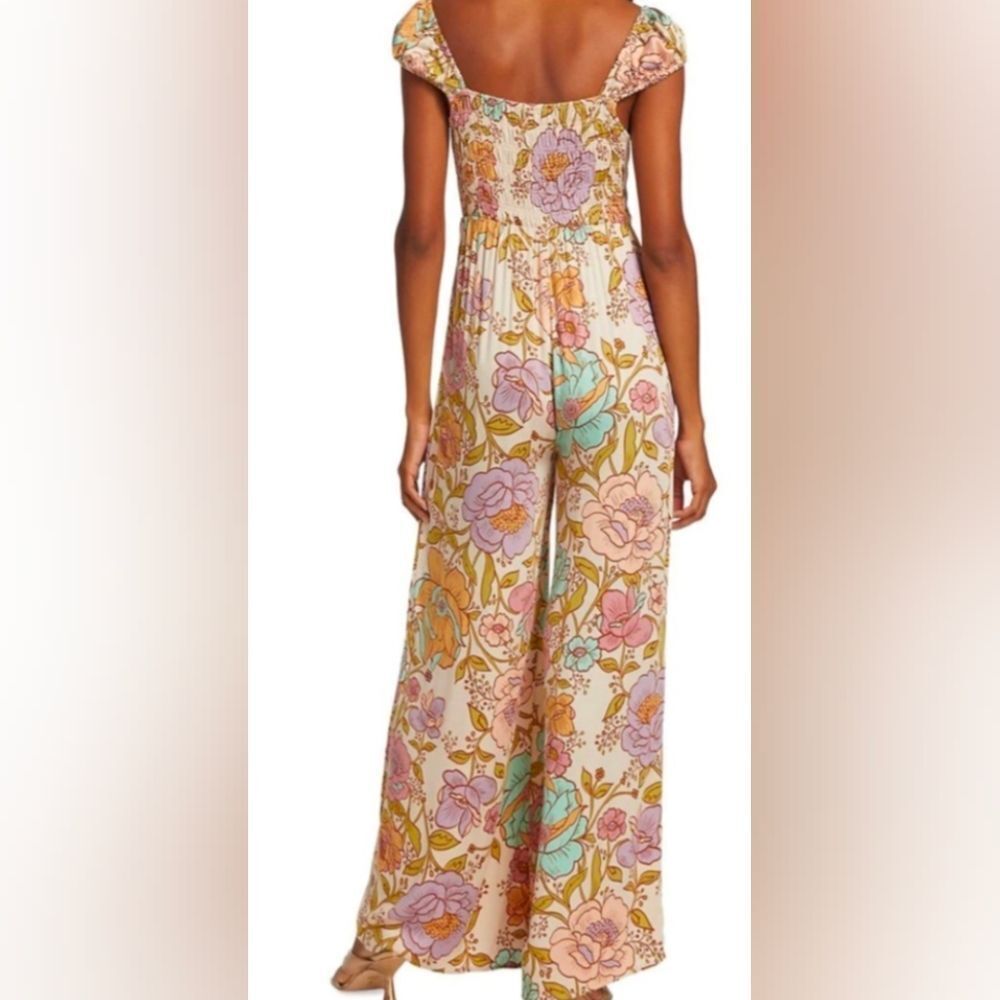 NWOT Free People Rolling Hills Jumpsuit in Tea Combo Boho Sz Medium Long Bohemia - Picture 2 of 5
